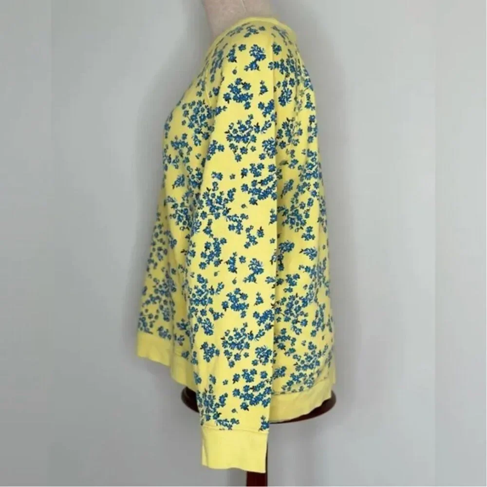 Draper James Natalie Sweatshirt in Cherry Blossom Yellow Blue Dainty Pullover XL